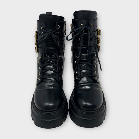 Thursday Boot Co. Dynasty Black Leather Lace-Up Platform Combat Boots Size 8 - Picture 4 of 15